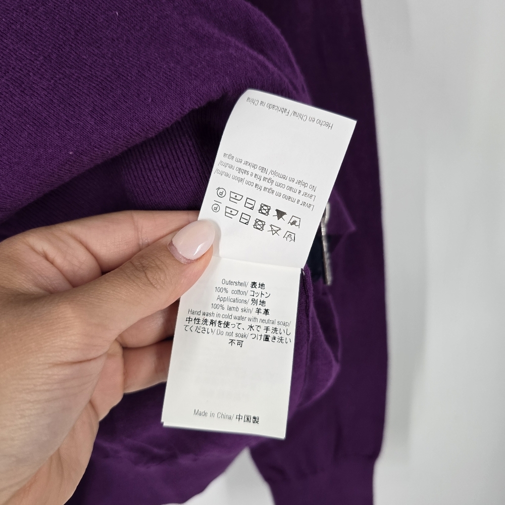 Carolina Herrera NEW Men's Purple Zip Up Sweater Elbow Patches Size S - Picture 8 of 12